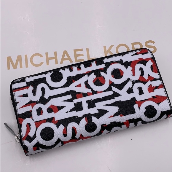 MICHAEL KORS COOPER TECH ZIP AROUND BLACK/MNDRINE - Picture 3 of 16